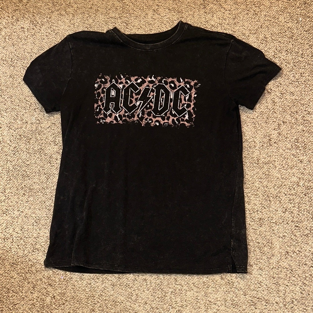 AC/DC Black and Pink leopard print T-Shirt